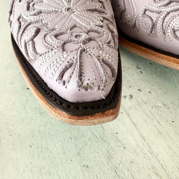 Lane Robin Mule Womens Purple Short Cowboy Boots 6.5 Western Mule Floral Leather - Picture 6 of 13